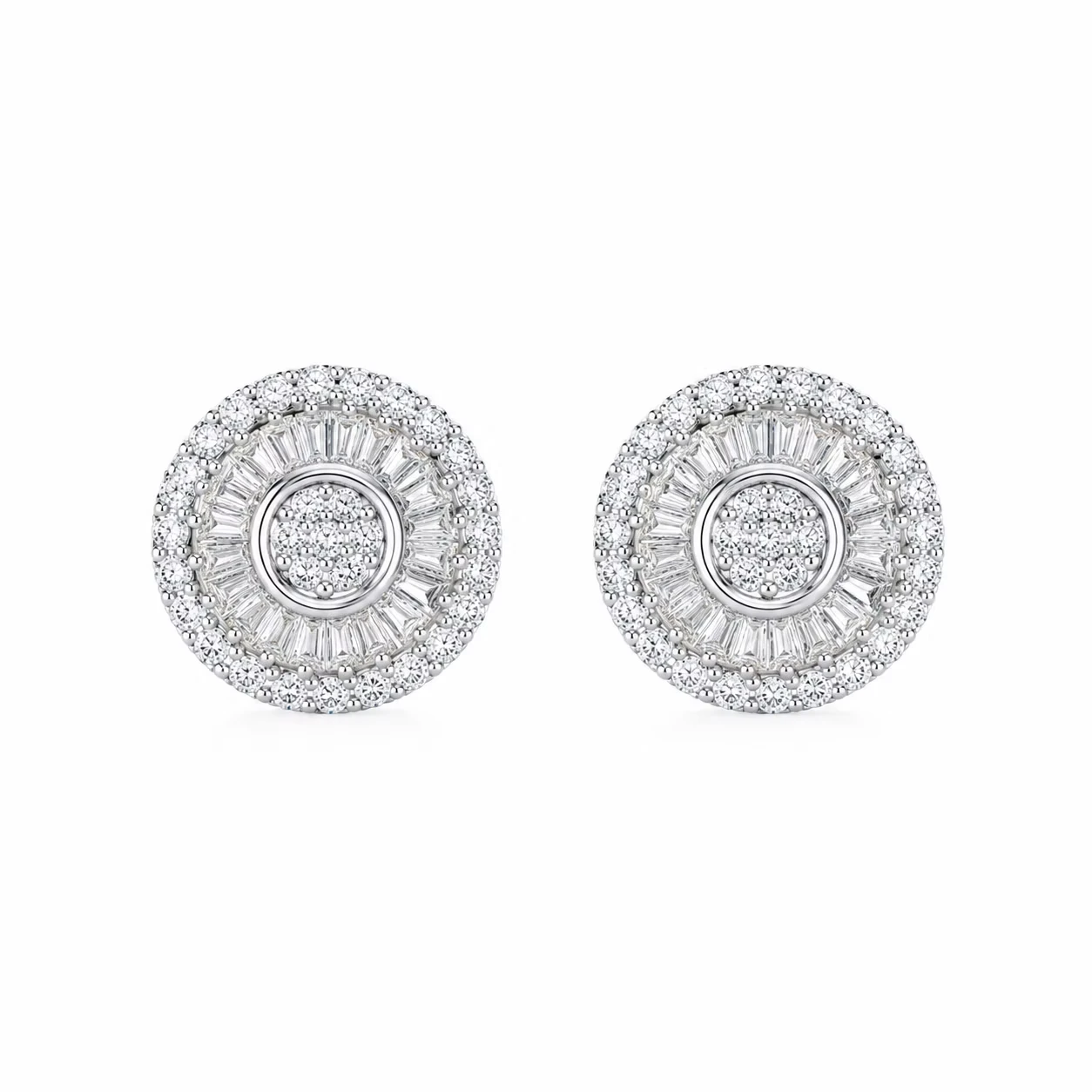 Runde Diamanter / Emerald Cut Øredobber — La Lux Oslo, 925 Sølv